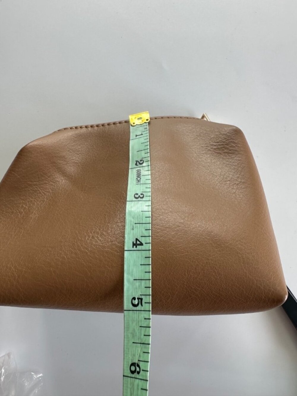 Anthropologie Vegan Leather Cosmetic Bag Micro Purse Zip Pouch Classic Brown - Picture 6 of 8